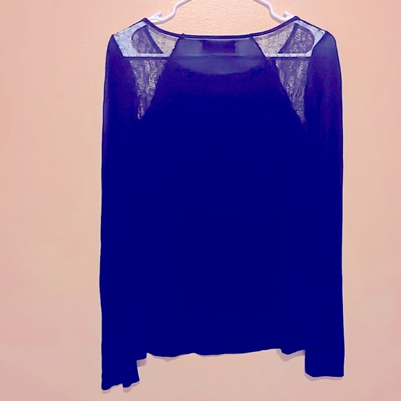 S/M Suzy Shier Women Tops Long Sleeve Elegant Mesh Print Rose Mesh Blouse - Picture 7 of 9